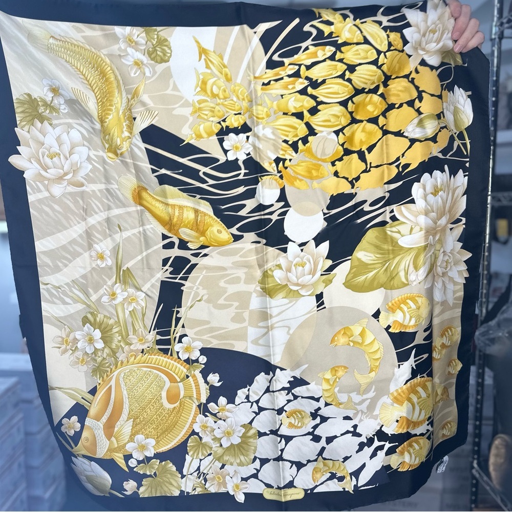 @MERI_2000 Ferragamo Fish Silk Scarf USED $30